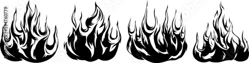 Fire flames isolated template. Tribal design. Car stickers. Icon fire illustration. Multiple shape tattoo.