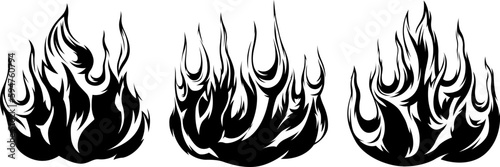 Fire flames isolated template. Tribal design. Car stickers. Icon fire illustration. Multiple shape tattoo.