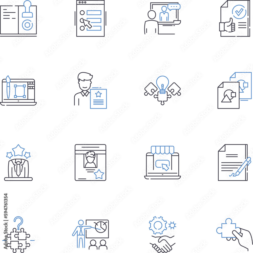 Marketing team line icons collection. Strategy, Analytics, Campaigns, Segmentation, Branding, Communication, Conversion vector and linear illustration. Creativity,Engagement,Targeting outline signs