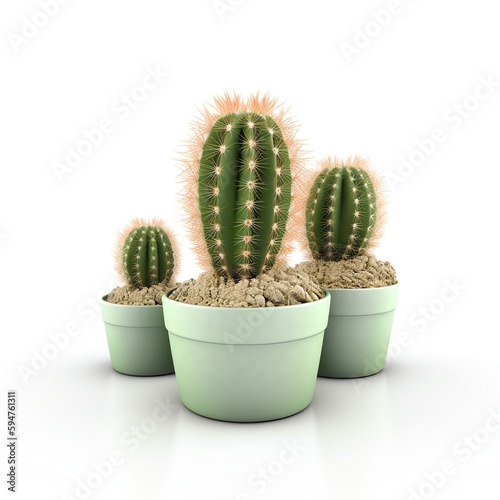Cactus isolated on white background 3d blender generated ai