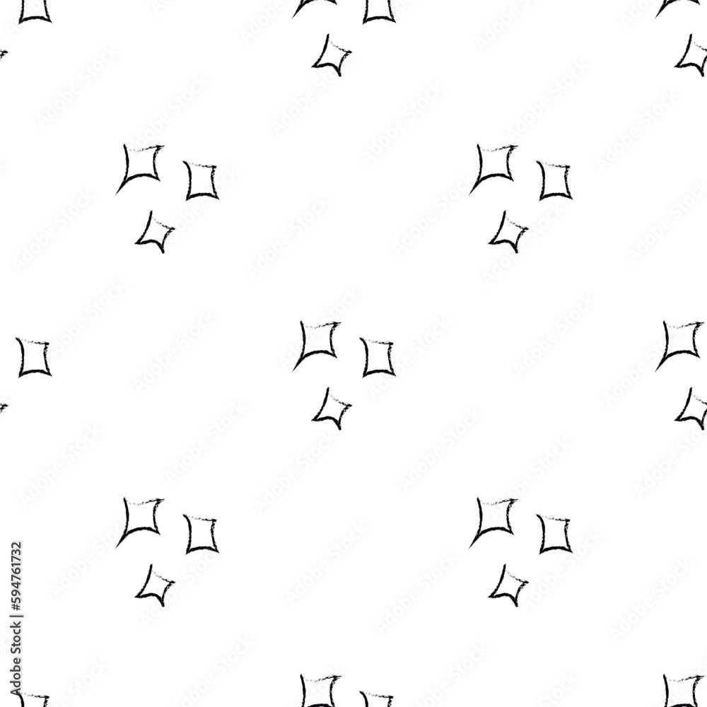 Doodle cosmic seamless pattern in childish style. Hand drawn abstract space stars. Black and white.