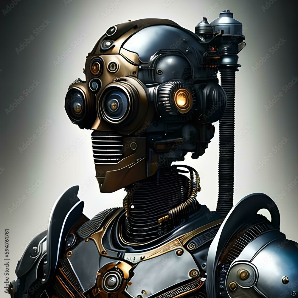Artificial intelligence, cyborg, robot, android, human machine, transhumanism. Generative AI