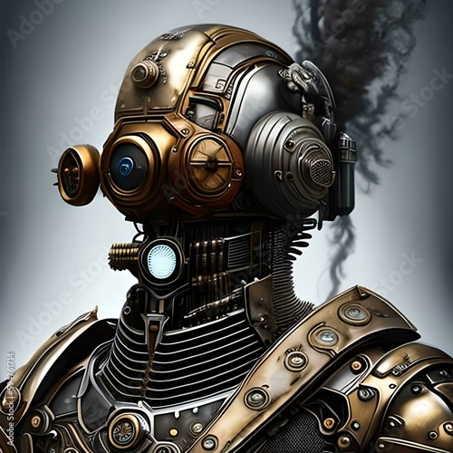 Artificial intelligence, cyborg, robot, android, human machine, transhumanism. Generative AI © nftt_io