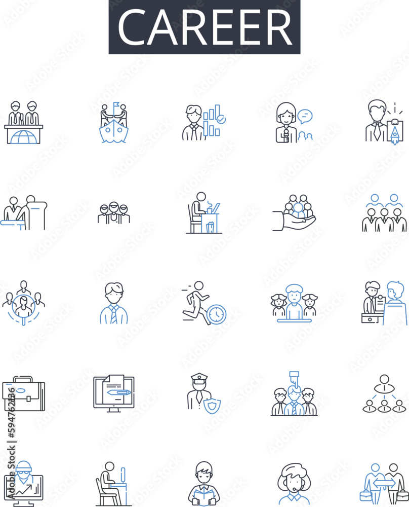 Career line icons collection. Job, Profession, Employment, Occupation, Vocation, Trade, Workforce vector and linear illustration. Livelihood,Calling,Avocation outline signs set