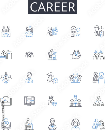 Career line icons collection. Job, Profession, Employment, Occupation, Vocation, Trade, Workforce vector and linear illustration. Livelihood,Calling,Avocation outline signs set