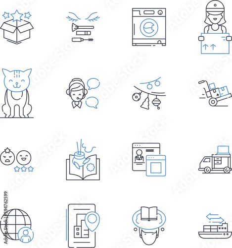 Civic venues line icons collection. Arena, Auditorium, Stadium, Theater, Amphitheater, Museum, Gallery vector and linear illustration. Convention center,Exhibition hall,Conference room outline signs