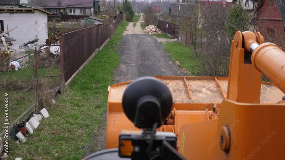 tractor driving on a country road first-person view tractor driving on a country road first-person view