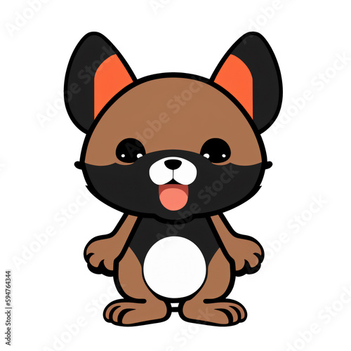 kawaii portrait of a cute puppy illustration, isolated ,Generative AI ,sticker for t-shirts