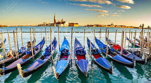 typical Gondolas at the Sankt Markus Square in Venice © fottoo