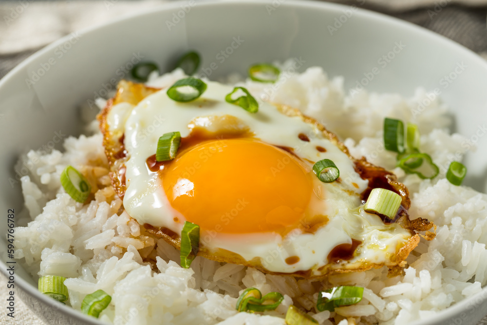 Homemade Asian Fried Egg and Rice Breakfast Homemade Asian Fried Egg and Rice Breakfast
