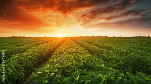 Golden Harvest  Stunning Image of a Soy Field During Sunset