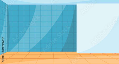 Cartoon bathroom blue mosaic tiles on floor and wall. Also can be use as tile floor or wall of swimming pool and toilet. Vector ceramic pattern background texture
