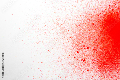 above view red paint on white surface bright art horizontal shade color artist painting photo