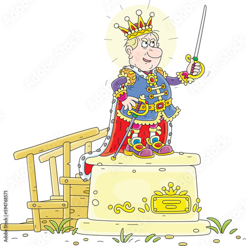 Angry king with his sword o...