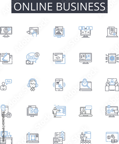 Online business line icons collection. Identity, Perception, Differentiation, Strategy, Identity, Image, Message vector and linear illustration. Value,Unique,Distinctive outline signs set