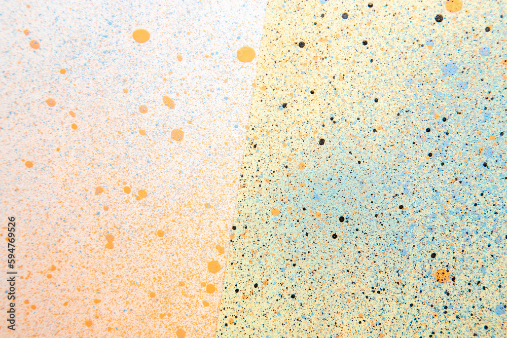 above view white surface with blue and orange paints color artist painting dust art horizontal photo above view white surface with blue and orange paints color artist painting dust art horizontal photo
