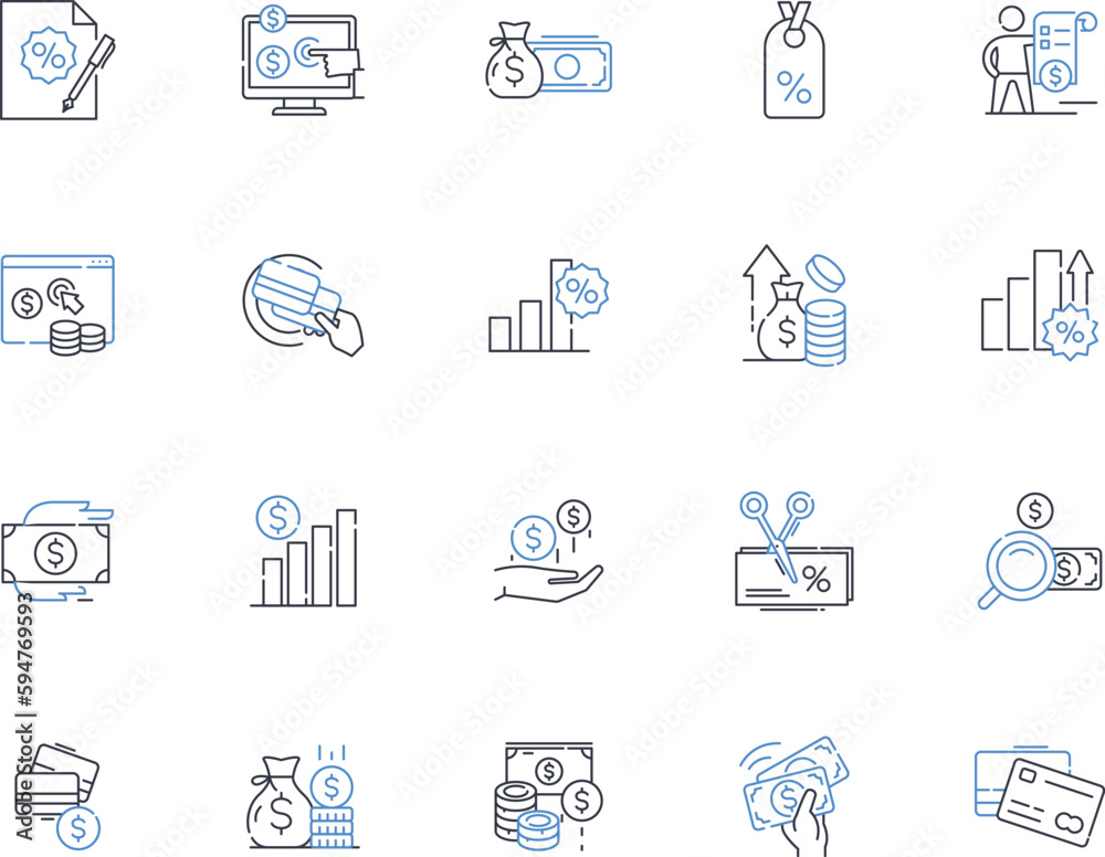 Advertisements line icons collection. Promotions, Marketing, Campaigns, Branding, Publicity, Advertising, Sales vector and linear illustration. Commercials,Promos,Sponsorship outline signs set