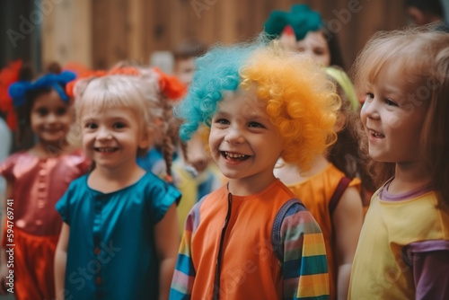 Children dressed up, children's carnival costumes, carnival and disguise. Generative AI