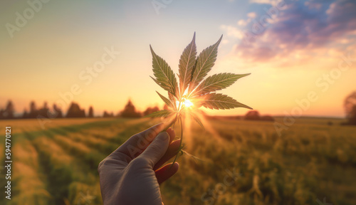 A marijuana plant held by a hand
