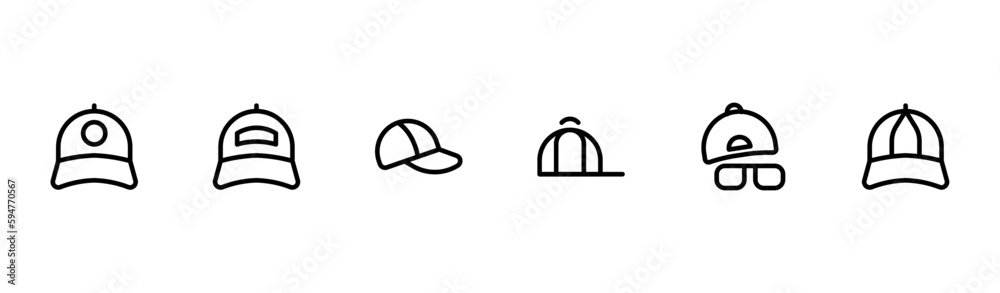 cap icon, caps, Black baseball cap, cricket cap icon editable Stroke and Suitable for Web Page, Mobile App, UI, UX design. cap icon, caps, Black baseball cap, cricket cap icon editable Stroke and Suitable for Web Page, Mobile App, UI, UX design.