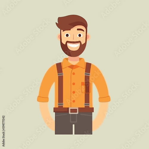 Vector working man smiling cartoon labor