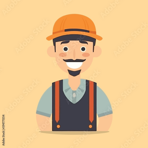 Vector working man smiling cartoon labor