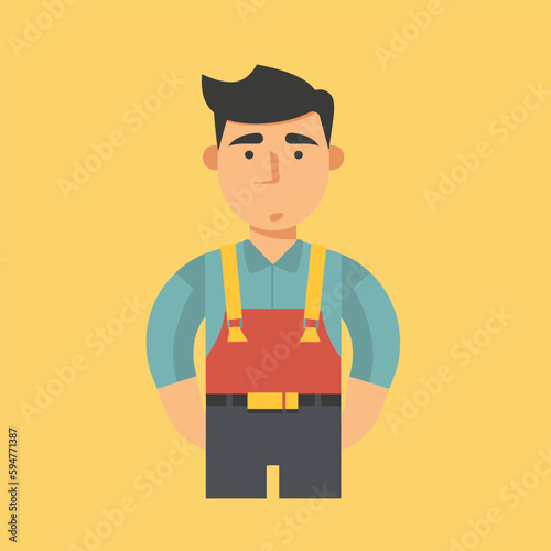 Vector working man smiling cartoon labor