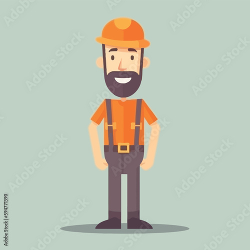 Vector working man smiling cartoon labor