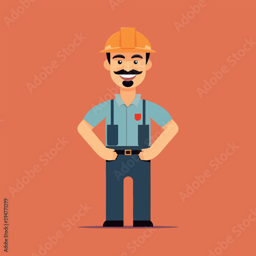 Vector working man smiling cartoon labor