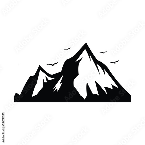 mountain silhouette , black rocky mountain silhouette. vector