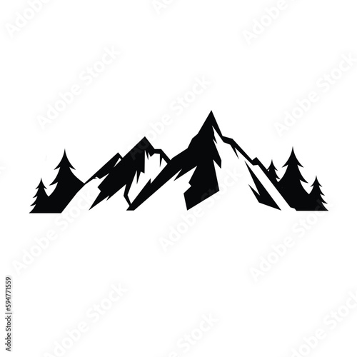 mountain silhouette , black rocky mountain silhouette. vector