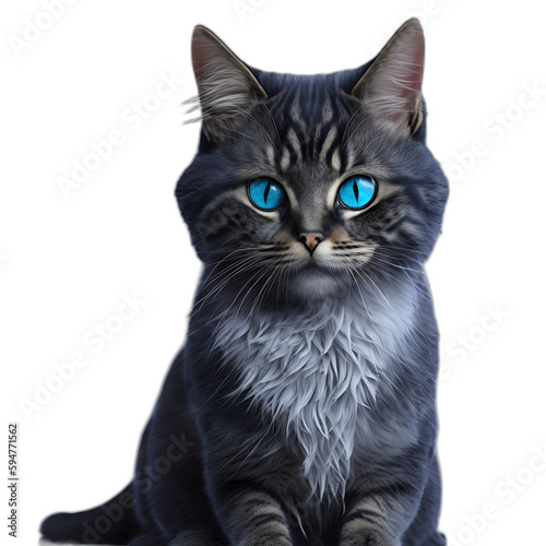 Photo of a stunning cat with captivating blue eyes sitting gracefully