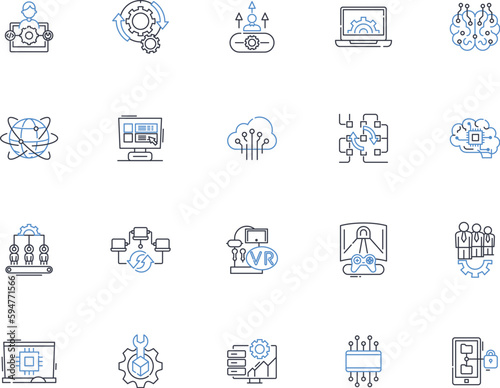 Singing crooning line icons collection. Melodic, Harmonious, Choral, Vibrant, Pitch-perfect, Rhythmic, Tenor vector and linear illustration. Falsetto,Soprano,Bass outline signs set photo