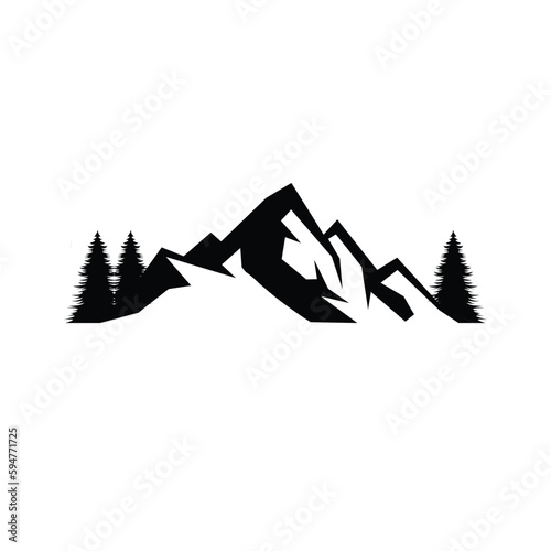 mountain silhouette , black rocky mountain silhouette. vector