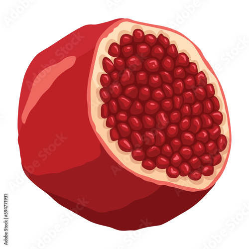 Pomegranate icon. Cartoon isolated summer garnet fruit. Advertising tropical ripe fruit. Vector illustration of healthy food