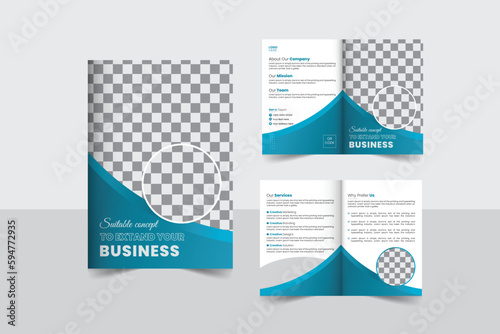 Corporate Business Bi-Fold Brochure Design Template.