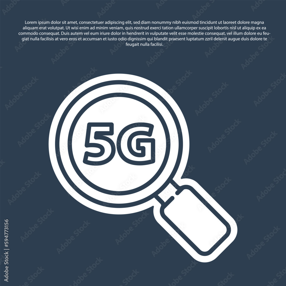 Blue line Search 5G new wireless internet wifi connection icon isolated on blue background. Global network high speed connection data rate technology. Vector Blue line Search 5G new wireless internet wifi connection icon isolated on blue background. Global network high speed connection data rate technology. Vector