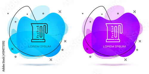 Line Electric kettle icon isolated on white background. Teapot icon. Abstract banner with liquid shapes. Vector