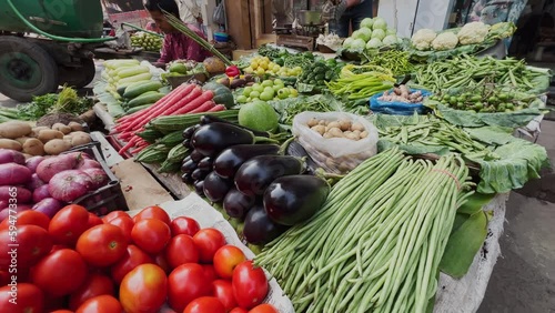 Vegetable market, street vendor stall at Mumbai, India