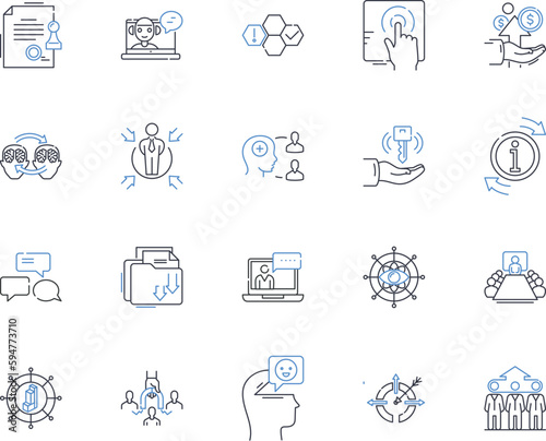 Venture cooperations line icons collection. Partnership, Synergy, Collaboration, Alliance, Joint venture, Cooperation, Teamwork vector and linear illustration. Fusion,Merger,Integration outline signs