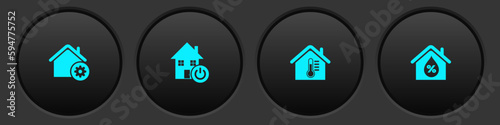 Set Smart home settings, , House temperature and humidity icon. Vector