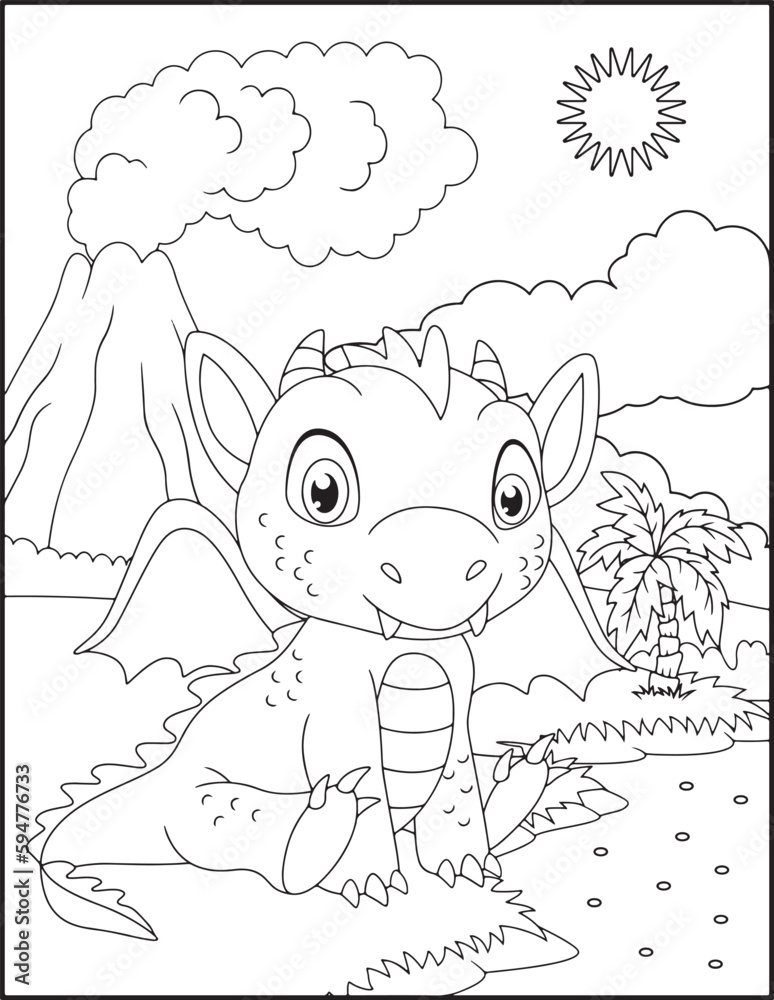 Fototapeta premium Dragon Coloring Pages For Kids