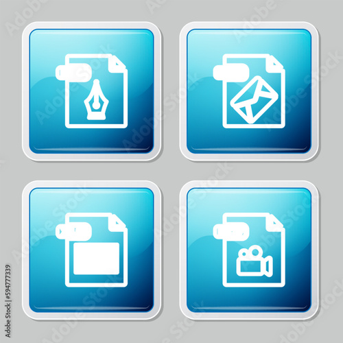 Set line EPS file document, MSG, XLS and MOV icon. Vector