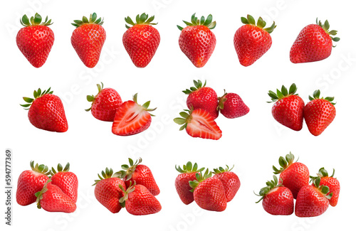 Strawberry isolated on transparent background. Generative AI