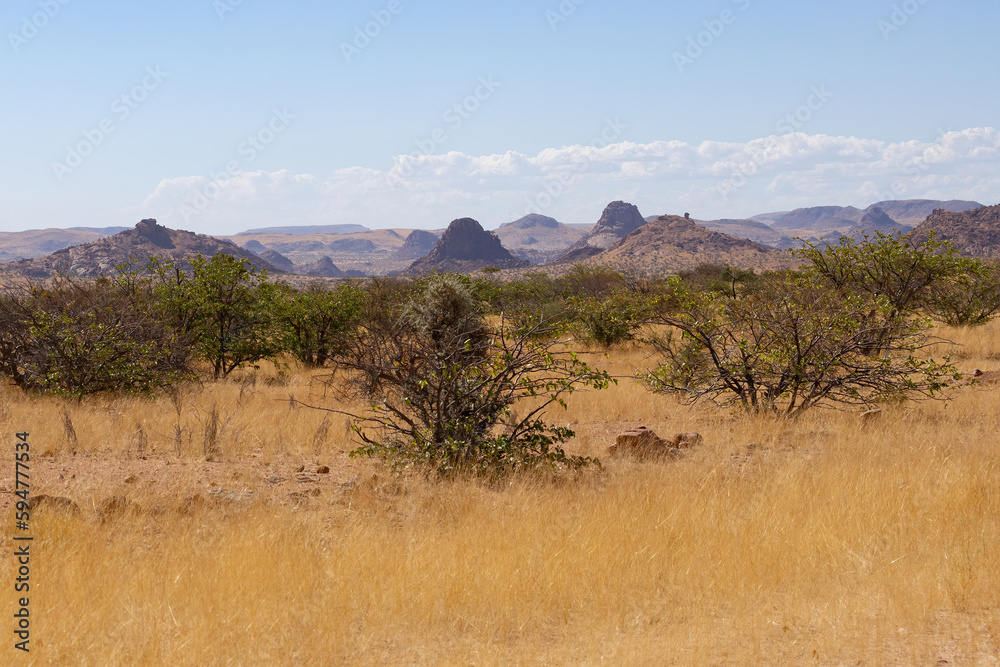 Naklejka premium scenic view of the erongo mountains in Namibia