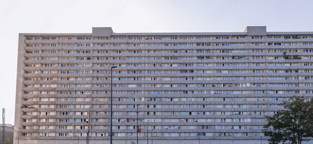 Front view of Superjednostka - Superunit apartment building in Katowice, Poland