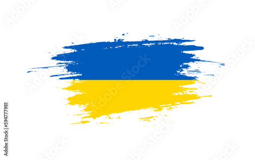 Creative hand-drawn brush stroke flag of UKRAINE country vector illustration
