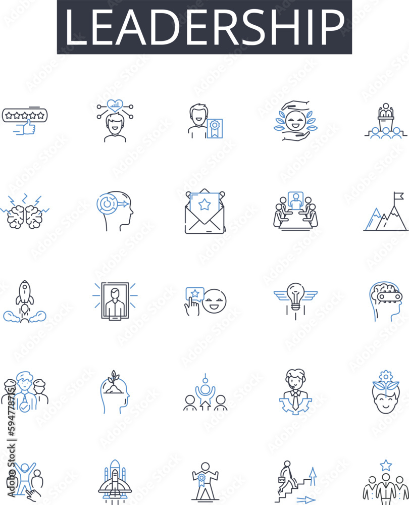 Leadership line icons collection. Management, Authority, Guidance, Command, Direction, Supremacy, Dominion vector and linear illustration. Oversight,Control,Governance outline signs set