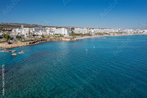 Fototapeta Naklejka Na Ścianę i Meble -  Aerial view of Protaras tourist resort, part of Paralimni Municipality, Cyprus