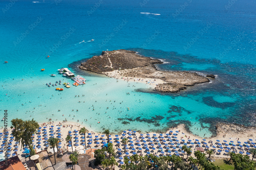 Nissi Island and beach in Ayia Napa tourist resort, Cyprus